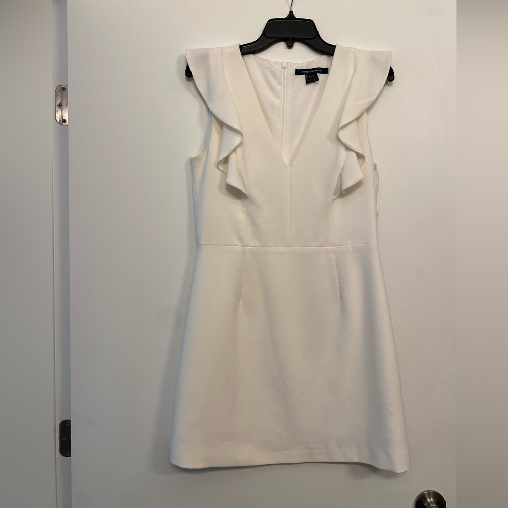 French Connection Whisper Ruffle V Neck Dress
